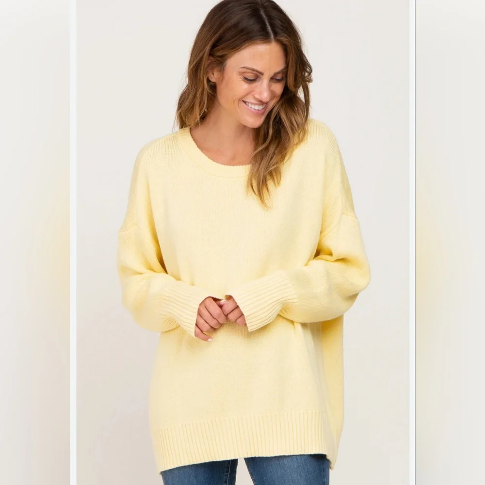LEXI JO YELLOW COTTON SWEATER CREWNECK   LONG SLEEVES NWT SIZE LARGE